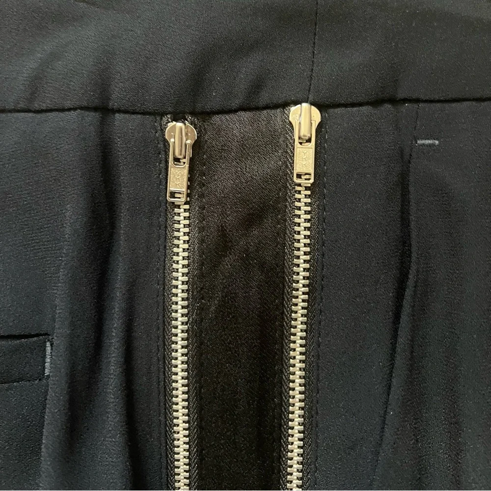 A.L.C. Side Zip Trousers Blue/Blk Trim SZ 2 High Rise Pockets Casual Evening - Picture 15 of 16